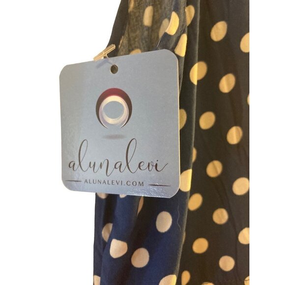 Alunalevi Womens XL Blue Poka Dot Maxi Dress Sleeveless Spaghetti Strap NWT - Picture 9 of 11